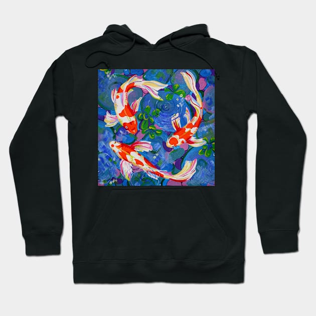 Koi - Acrylic koi fish painting Hoodie by EveiArt